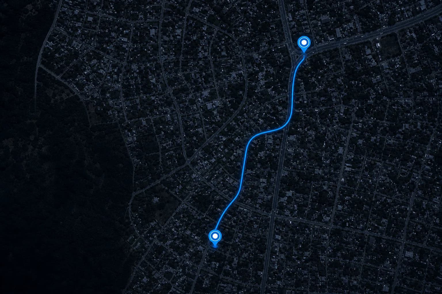 Dark satellite-style dispatch route leading a Boola rider to Dzorwulu